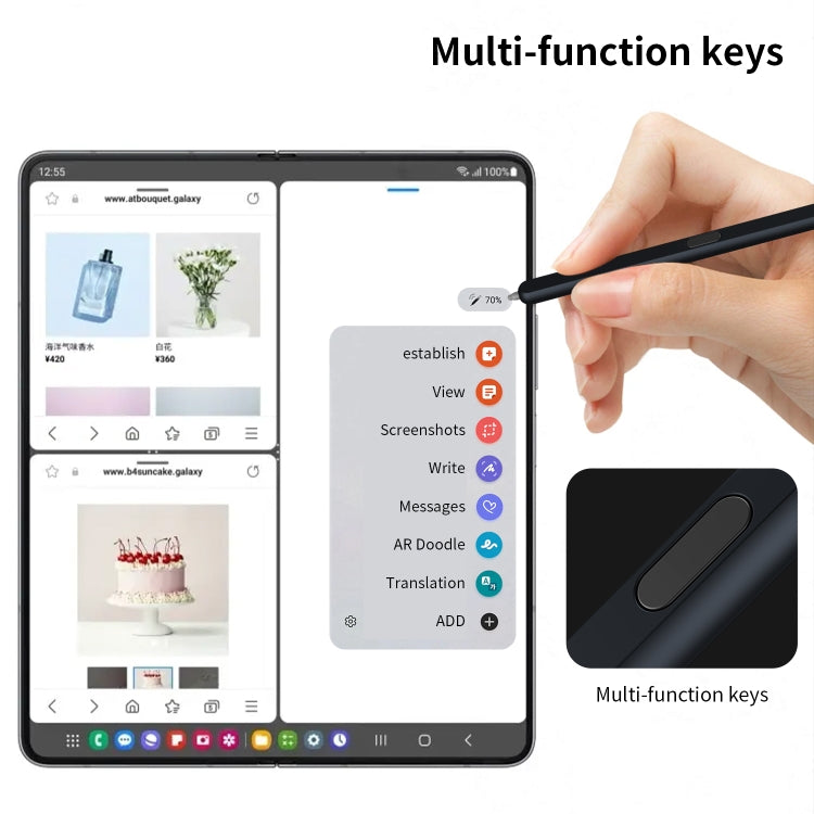 Lápiz Óptico Electromagnético con Ranura para Bolígrafo Samsung Galaxy Z Fold6/5/4/3 (Negro)