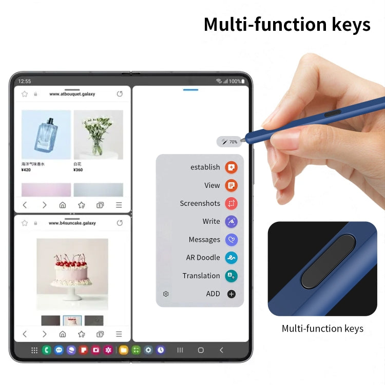 Lápiz Óptico Electromagnético con Ranura para Bolígrafo Samsung Galaxy Z Fold6/5/4/3 (Azul)