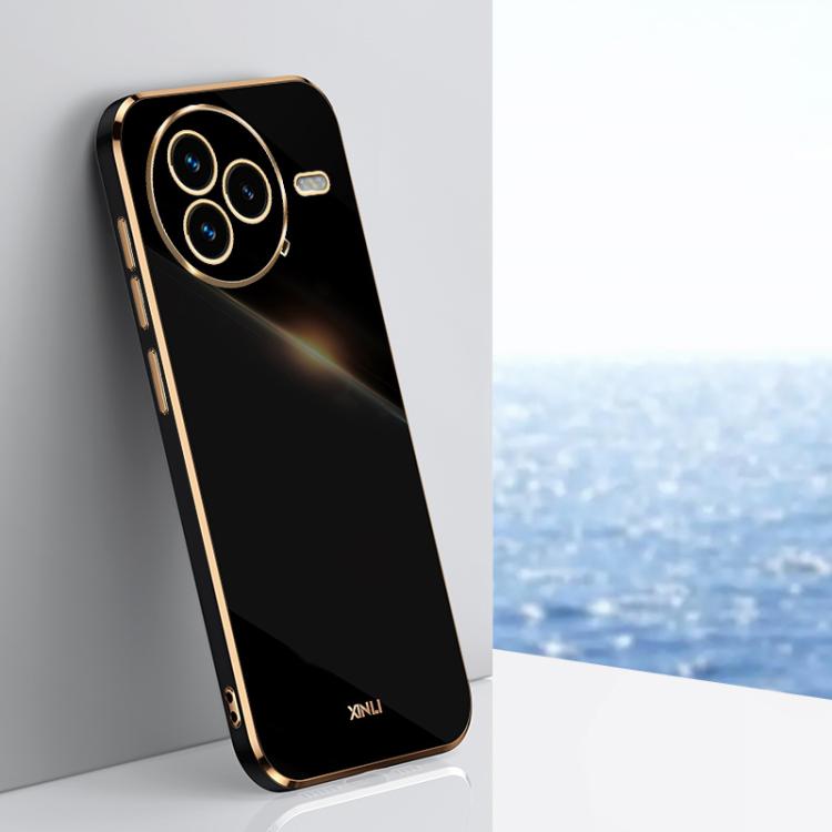 Funda de TPU con borde recto 6D galvanizado XINLI para Xiaomi Civi 5 Pro (negra)