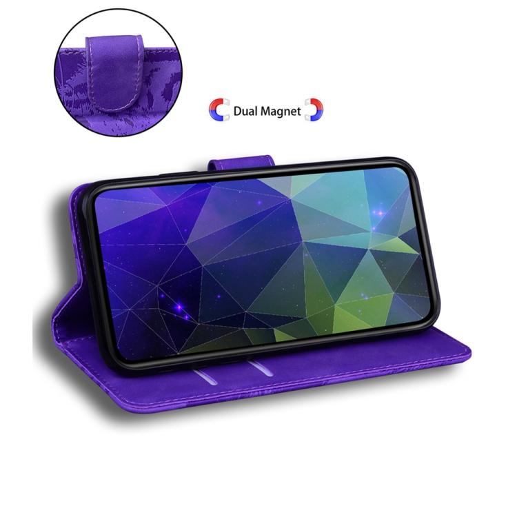 Funda de cuero con estampado de tigre para Redmi A5 4G (171,7 mm) (morado)