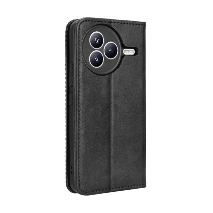 Funda de cuero con textura retro y hebilla magnética para Xiaomi Civi 5 Pro 5G (negra)