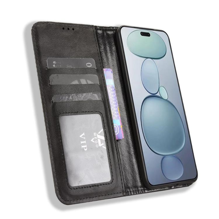 Funda de cuero con textura retro y hebilla magnética para Xiaomi Civi 5 Pro 5G (negra)