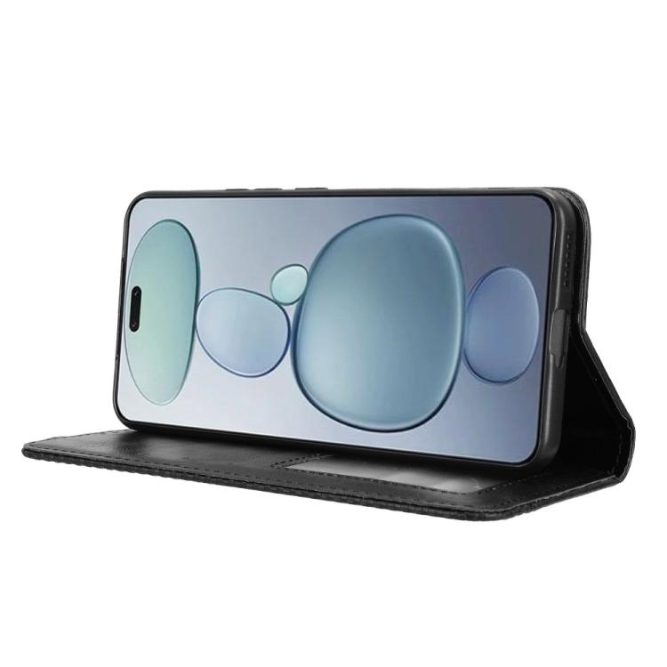 Funda de cuero con textura retro y hebilla magnética para Xiaomi Civi 5 Pro 5G (negra)