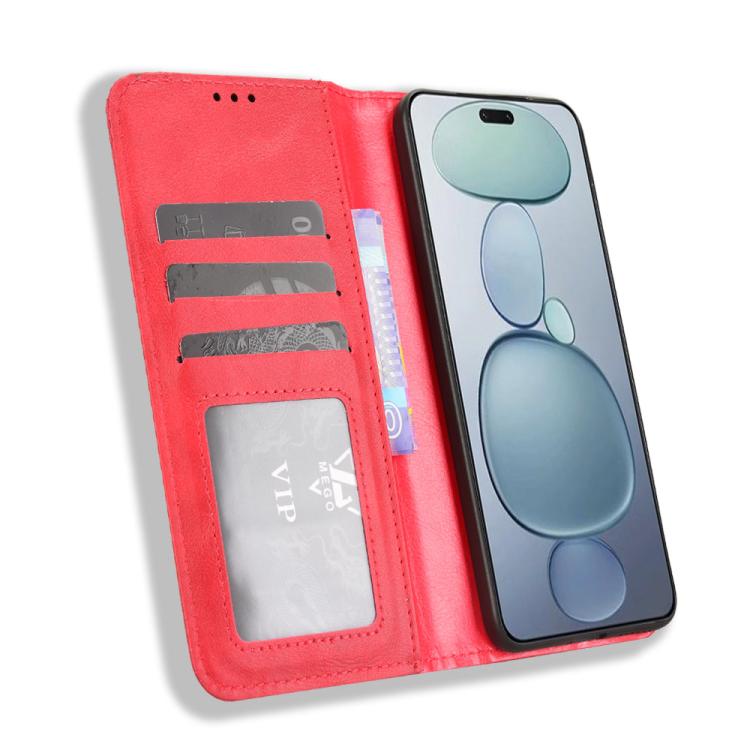 Funda de cuero con textura retro y hebilla magnética para Xiaomi Civi 5 Pro 5G (roja)