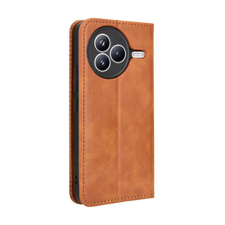 Funda de cuero con textura retro y hebilla magnética para Xiaomi Civi 5 Pro 5G (marrón)
