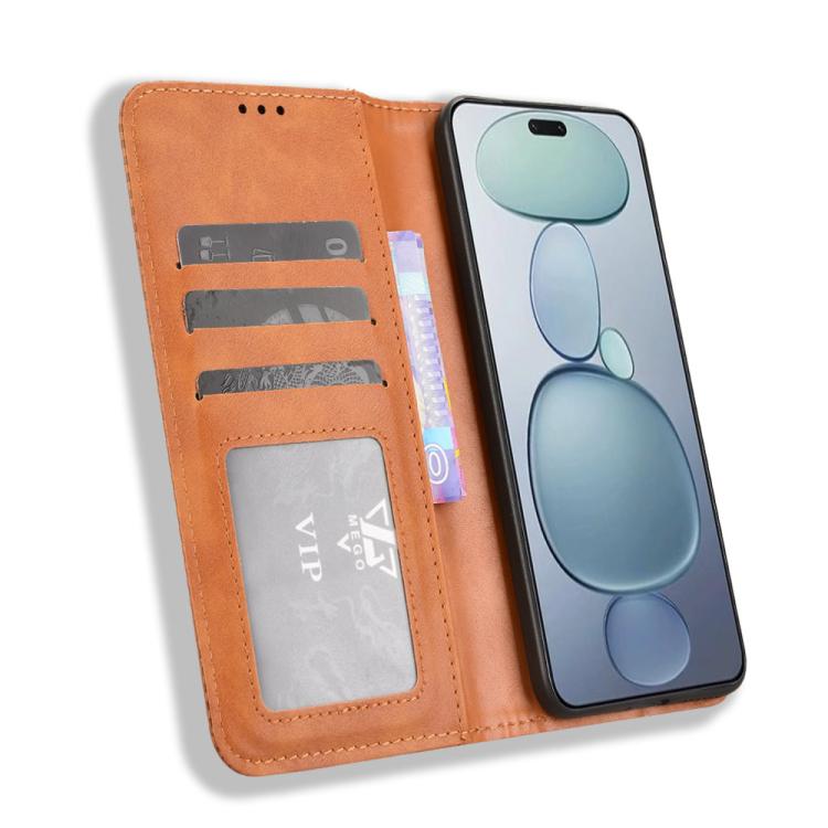 Funda de cuero con textura retro y hebilla magnética para Xiaomi Civi 5 Pro 5G (marrón)
