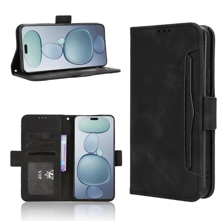 Funda de piel con textura de becerro y ranuras para tarjetas para Xiaomi Civi 5 Pro 5G (negra)