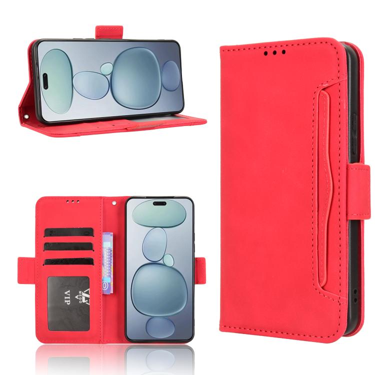 Funda de piel con textura de becerro y ranuras para tarjetas para Xiaomi Civi 5 Pro 5G (roja)
