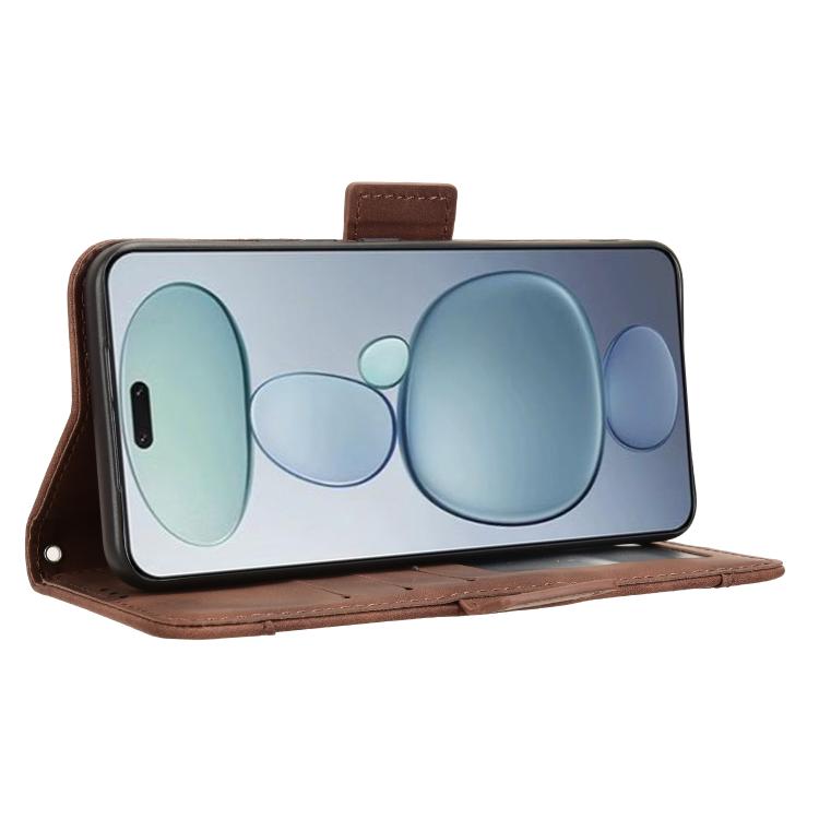 Funda de piel con textura de becerro y ranuras para tarjetas para Xiaomi Civi 5 Pro 5G (marrón)