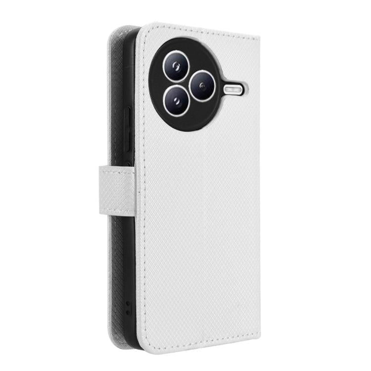 Funda de cuero con textura de diamante para Xiaomi Civi 5 Pro 5G (blanca)