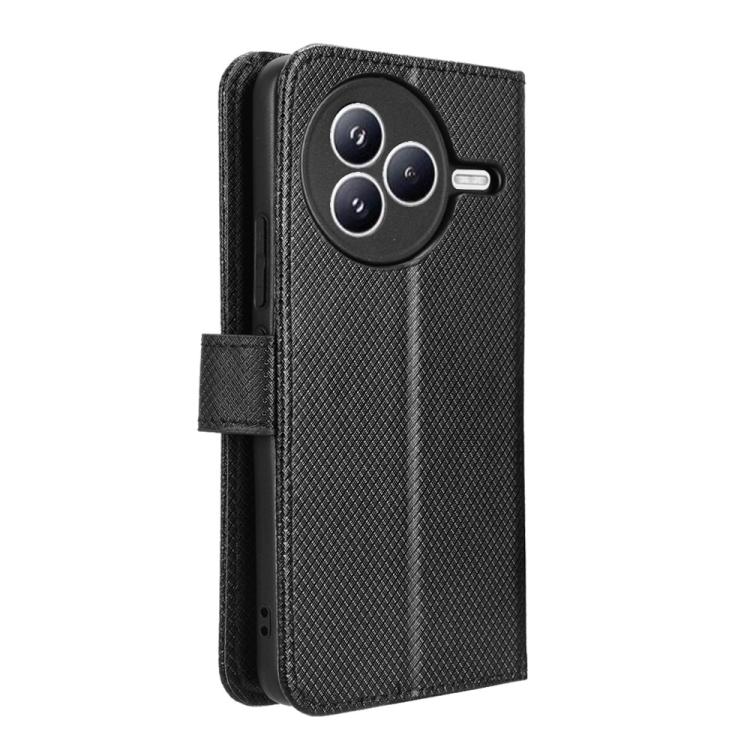 Funda de cuero con textura de diamante para Xiaomi Civi 5 Pro 5G (negra)