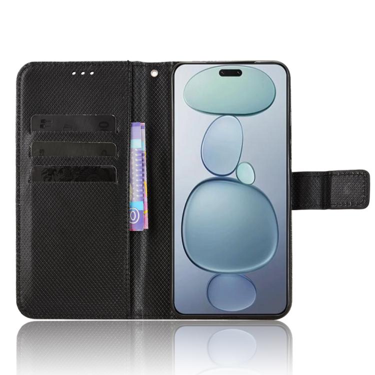 Funda de cuero con textura de diamante para Xiaomi Civi 5 Pro 5G (negra)