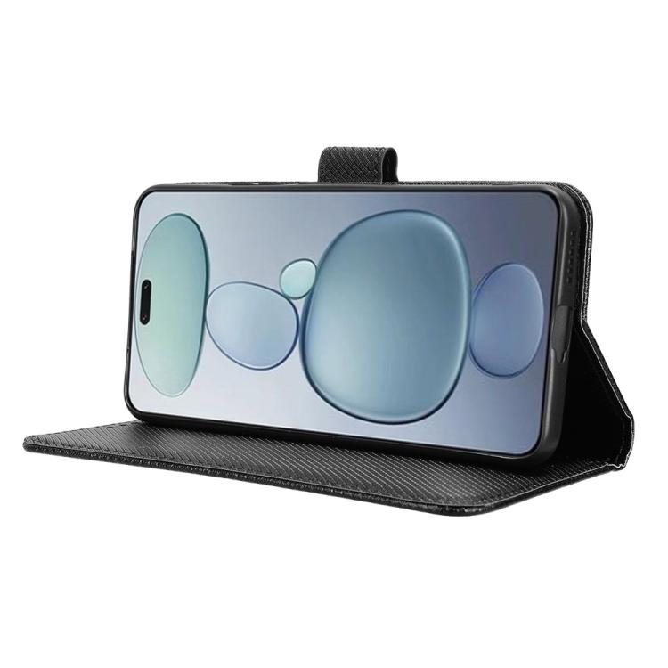 Funda de cuero con textura de diamante para Xiaomi Civi 5 Pro 5G (negra)