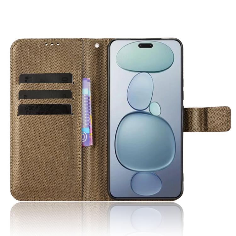 Funda de cuero con textura de diamante para Xiaomi Civi 5 Pro 5G (marrón)