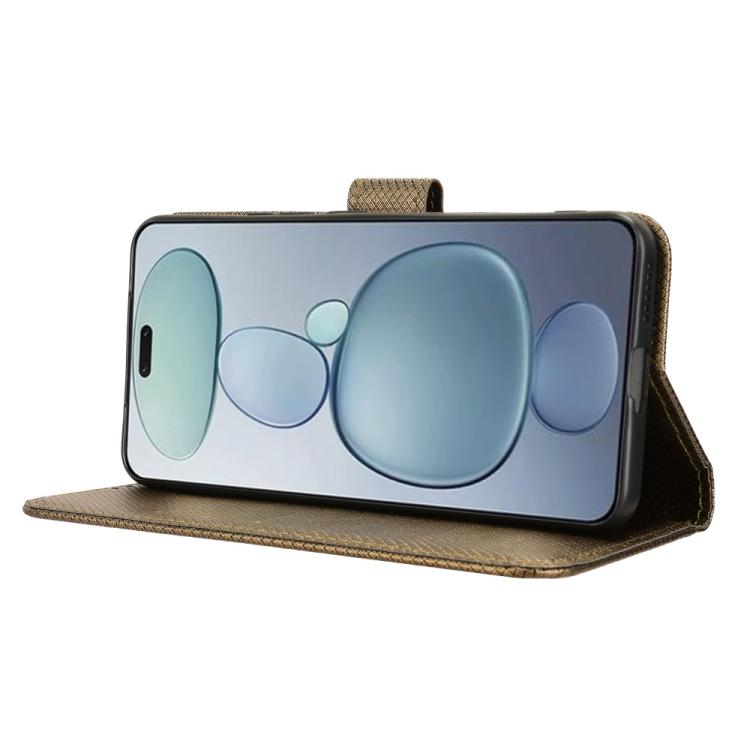 Funda de cuero con textura de diamante para Xiaomi Civi 5 Pro 5G (marrón)