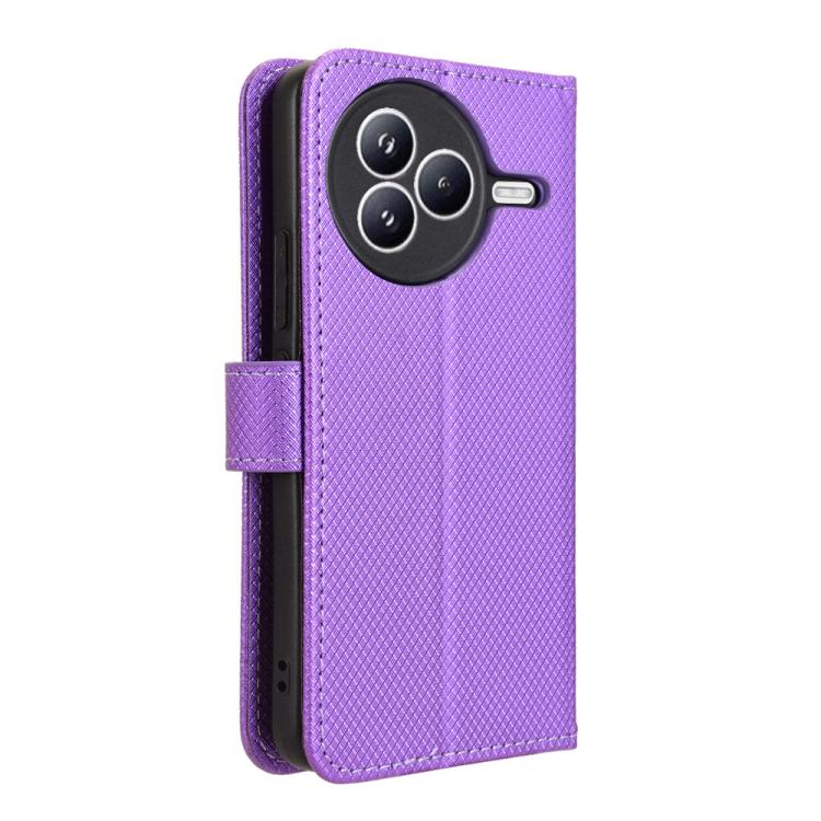 Funda de cuero con textura de diamante para Xiaomi Civi 5 Pro 5G (morada)