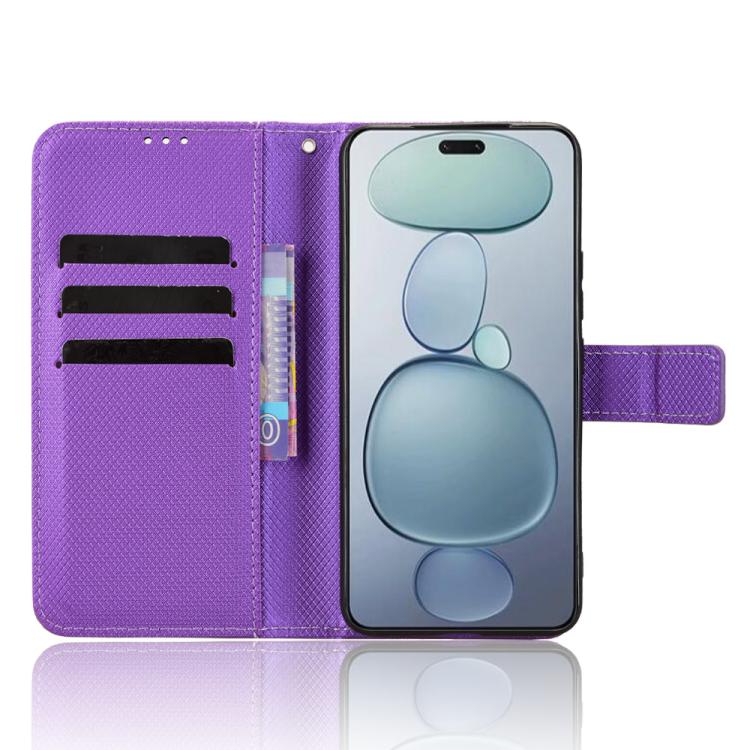 Funda de cuero con textura de diamante para Xiaomi Civi 5 Pro 5G (morada)