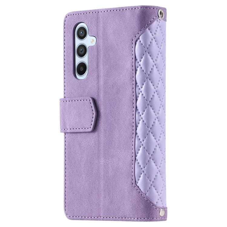 Funda de cuero con cremallera y cordón para Samsung Galaxy S25 FE 5G (morado)