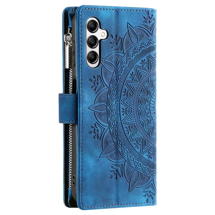 Funda de cuero con cremallera y múltiples tarjetas para Samsung Galaxy S25 FE 5G (azul)