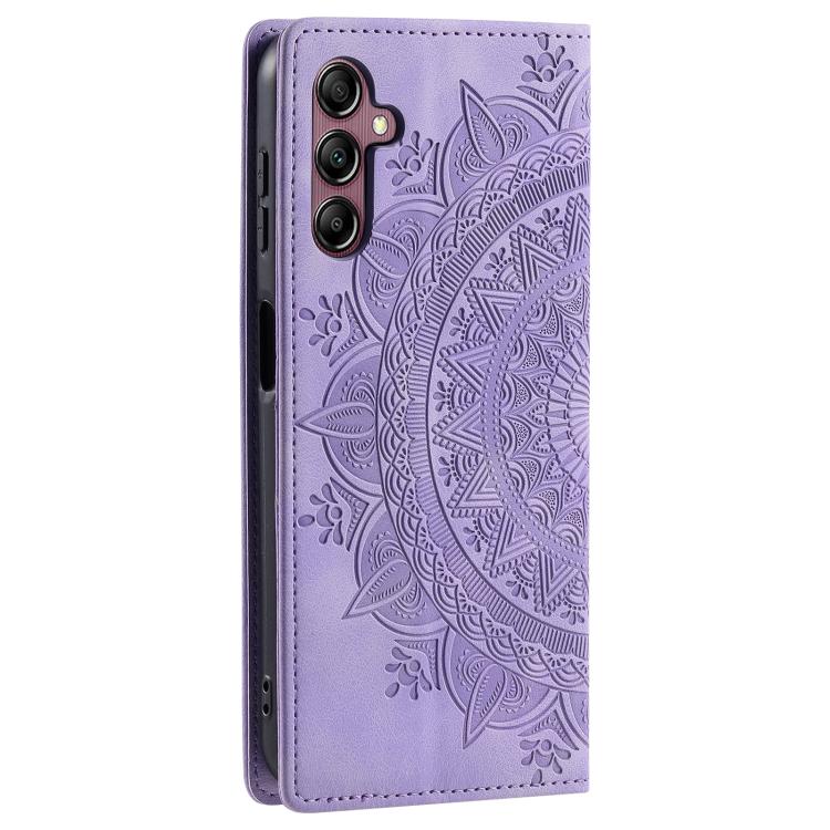 Funda de cuero magnético con relieve Totem para Samsung Galaxy S25 FE 5G (morado)