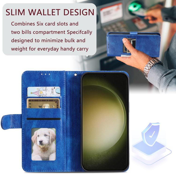 Funda de cuero con tapa para Samsung Galaxy S25 FE 5G (azul)