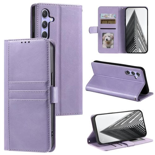 Funda de cuero con ranuras para tarjetas para Samsung Galaxy S25 FE 5G (morado)