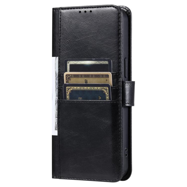 Funda de cuero tipo cartera para Samsung Galaxy S25 FE 5G (negro)