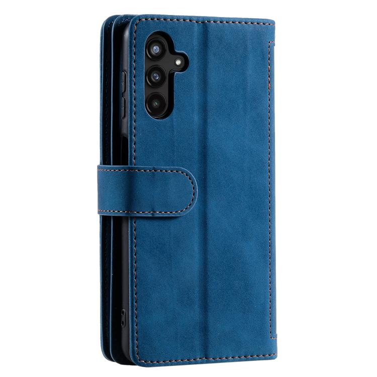 Funda de cuero con cremallera y cordón para Samsung Galaxy S25 FE 5G (azul)