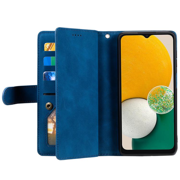 Funda de cuero con cremallera y cordón para Samsung Galaxy S25 FE 5G (azul)