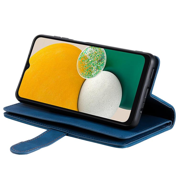 Funda de cuero con cremallera y cordón para Samsung Galaxy S25 FE 5G (azul)