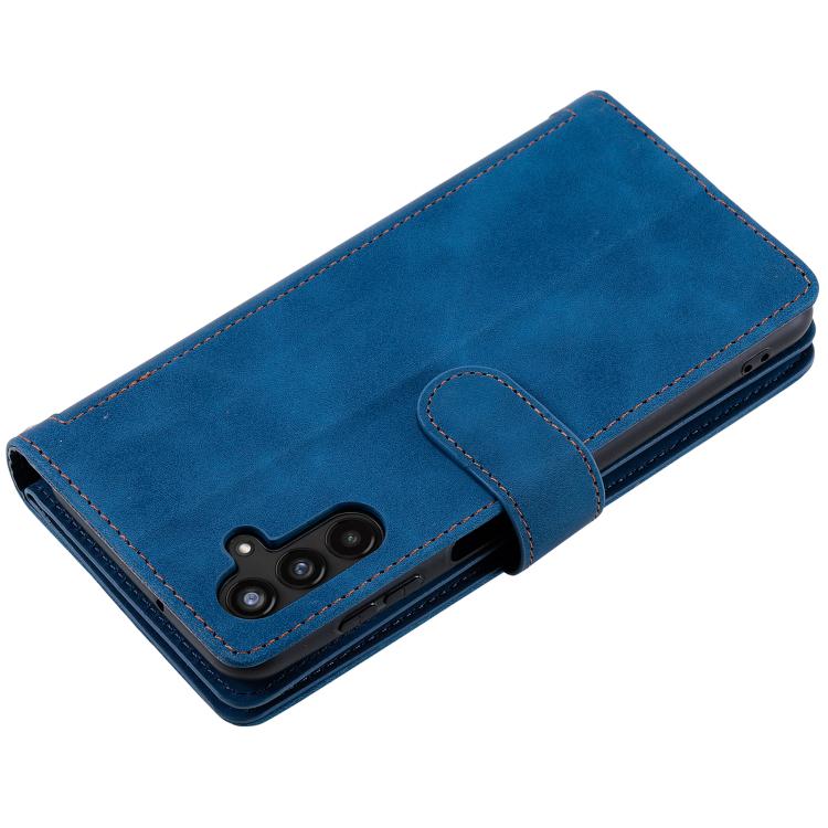 Funda de cuero con cremallera y cordón para Samsung Galaxy S25 FE 5G (azul)