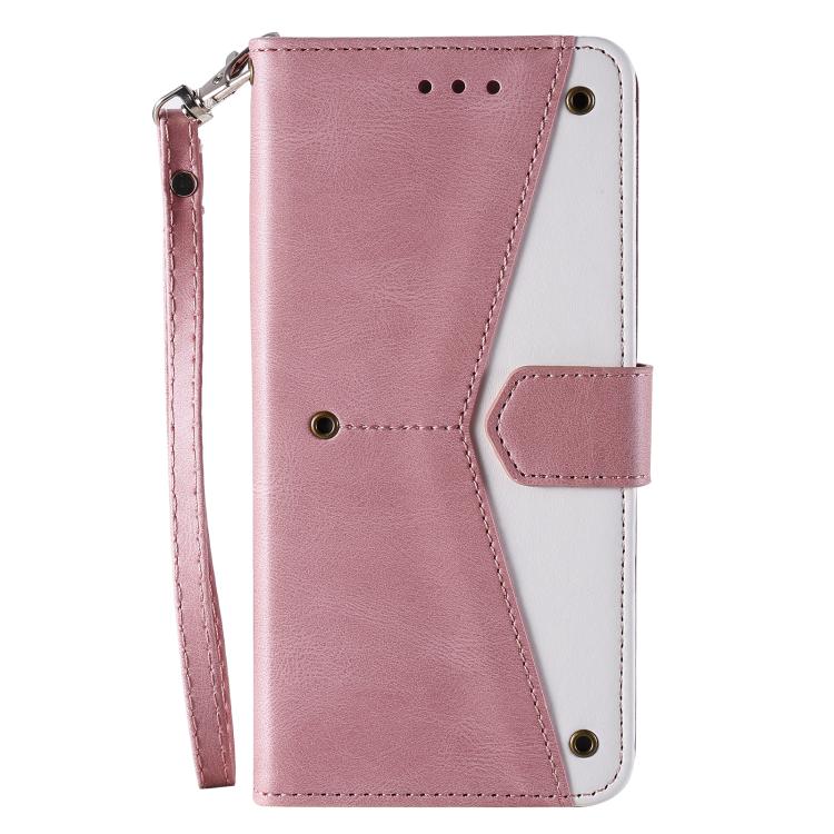 Funda de piel de becerro con costuras y tacto de uñas para Samsung Galaxy S25 FE 5G (oro rosa)