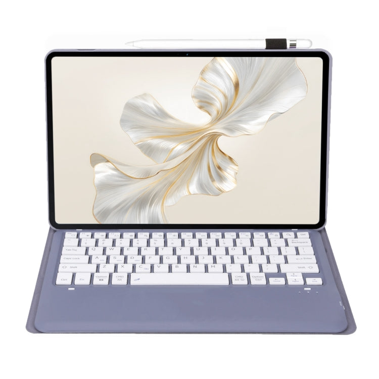 Funda de Cuero para Huawei Matepad Pro 12.2 con Teclado Bluetooth Desmontable Ultradelgada (Blanco Lavanda)
