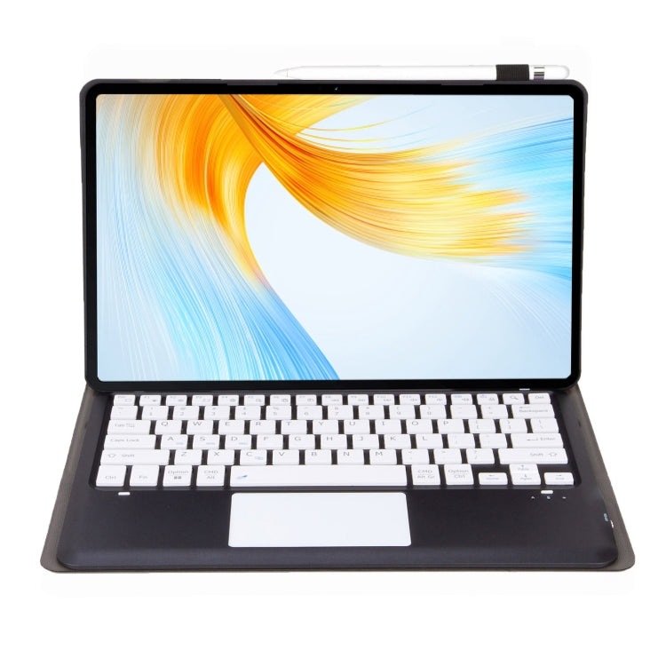 Funda de Cuero con Teclado Bluetooth Desmontable y Panel Táctil para Huawei Matepad Air 12 (2024) (Negro y Blanco)