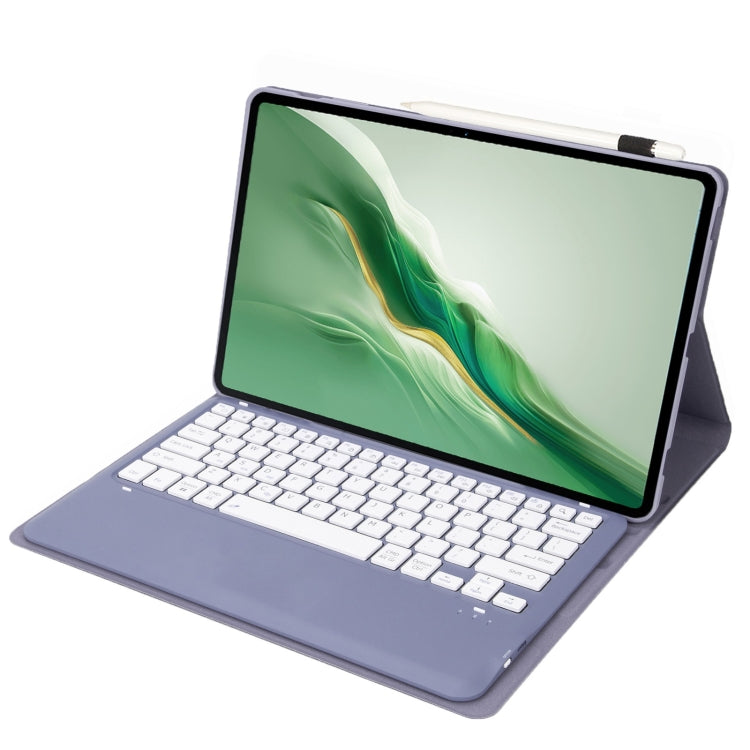 Funda de Cuero para Tableta Honor Magicpad 2 12.3 Ah22 con Teclado Bluetooth Desmontable (Blanco Lavanda)