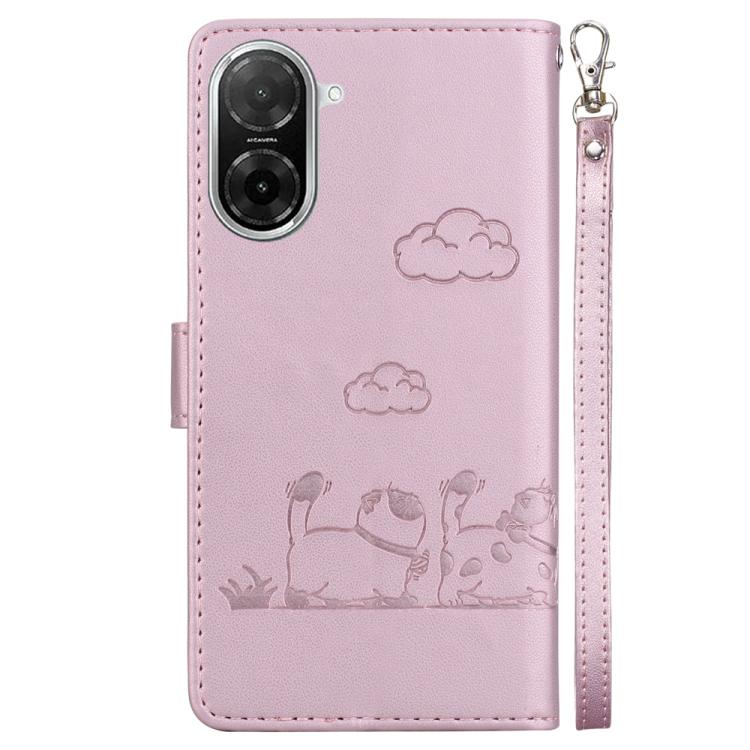 Funda de cuero RFID con diseño de gatos para Redmi A5 4G (171,7 mm) (oro rosa)