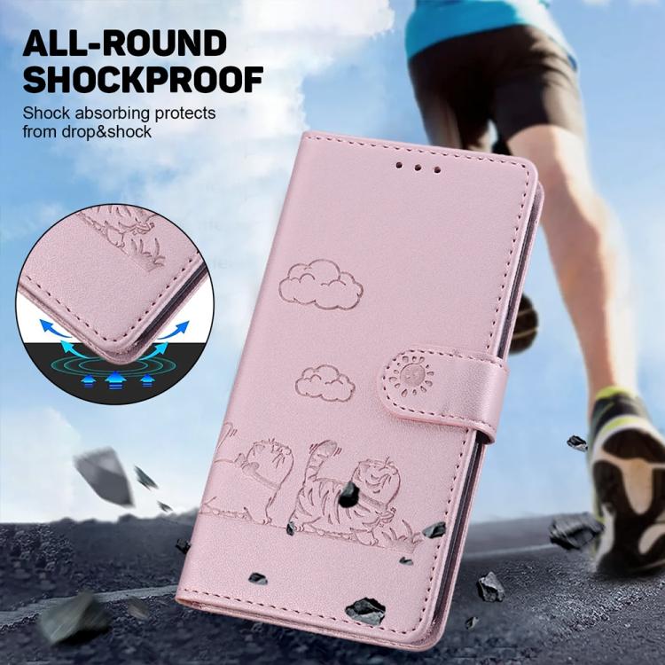 Funda de cuero RFID con diseño de gatos para Redmi A5 4G (171,7 mm) (oro rosa)