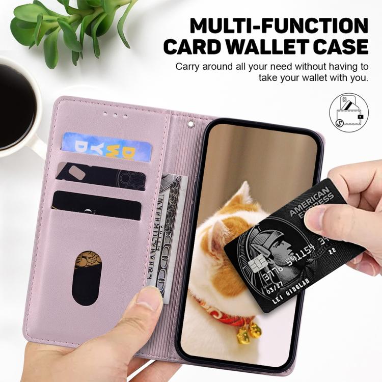 Funda de cuero RFID con diseño de gatos para Redmi A5 4G (171,7 mm) (oro rosa)