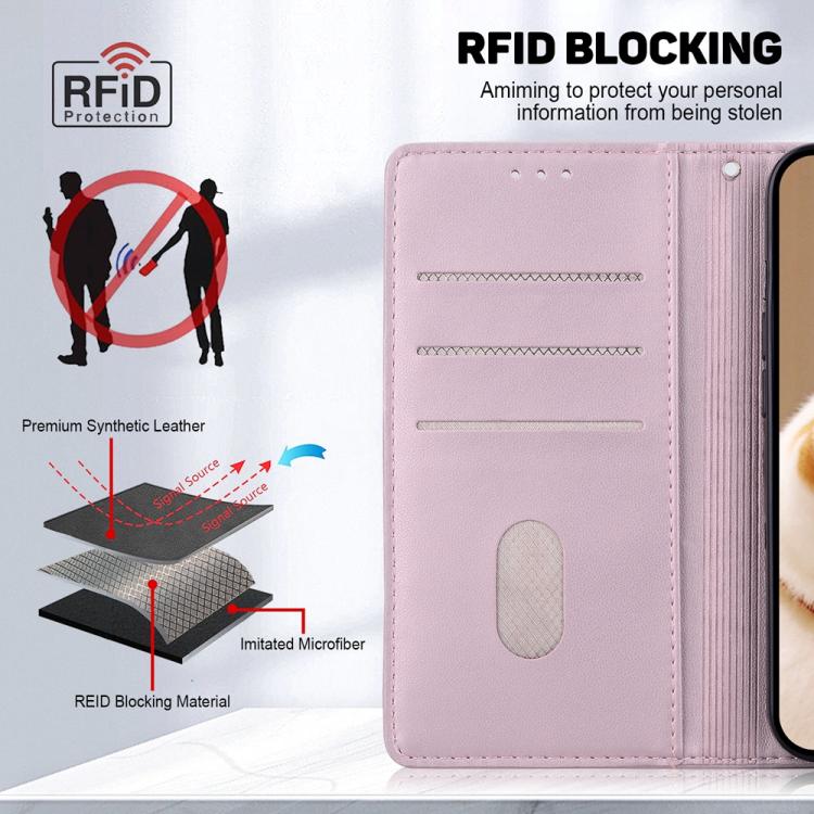 Funda de cuero RFID con diseño de gatos para Redmi A5 4G (171,7 mm) (oro rosa)