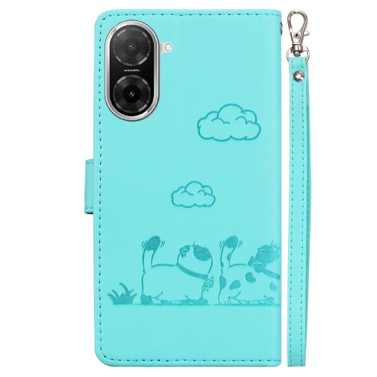 Funda de cuero RFID con diseño de gatos para Redmi A5 4G (171,7 mm) (verde)