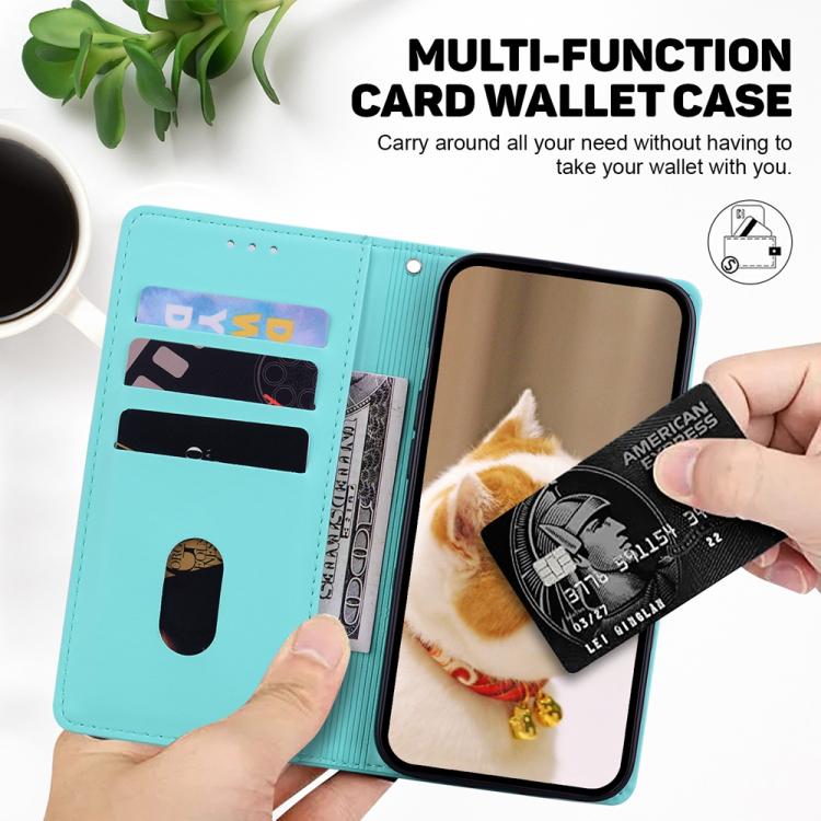 Funda de cuero RFID con diseño de gatos para Redmi A5 4G (171,7 mm) (verde)