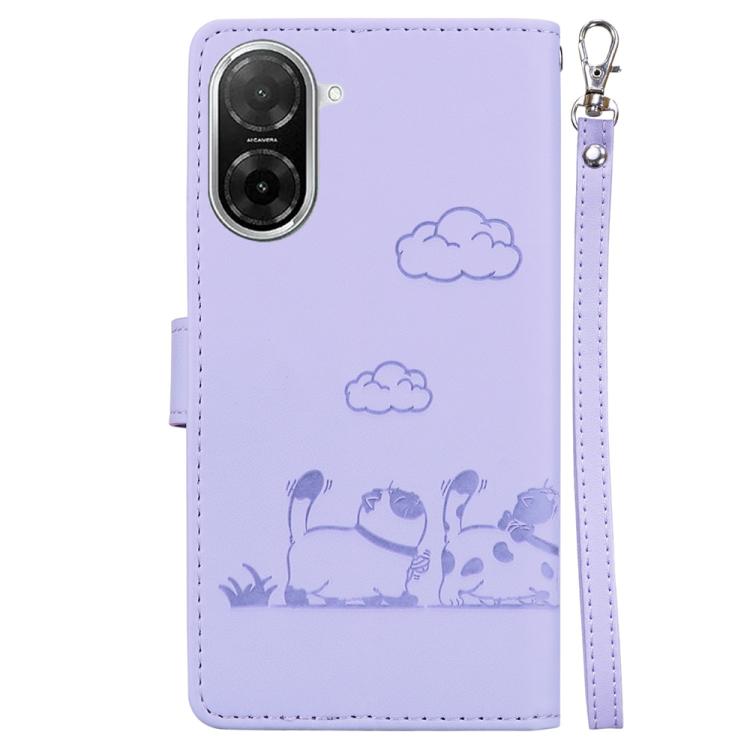 Funda de cuero RFID con diseño de gatos para Redmi A5 4G (171,7 mm) (morado)