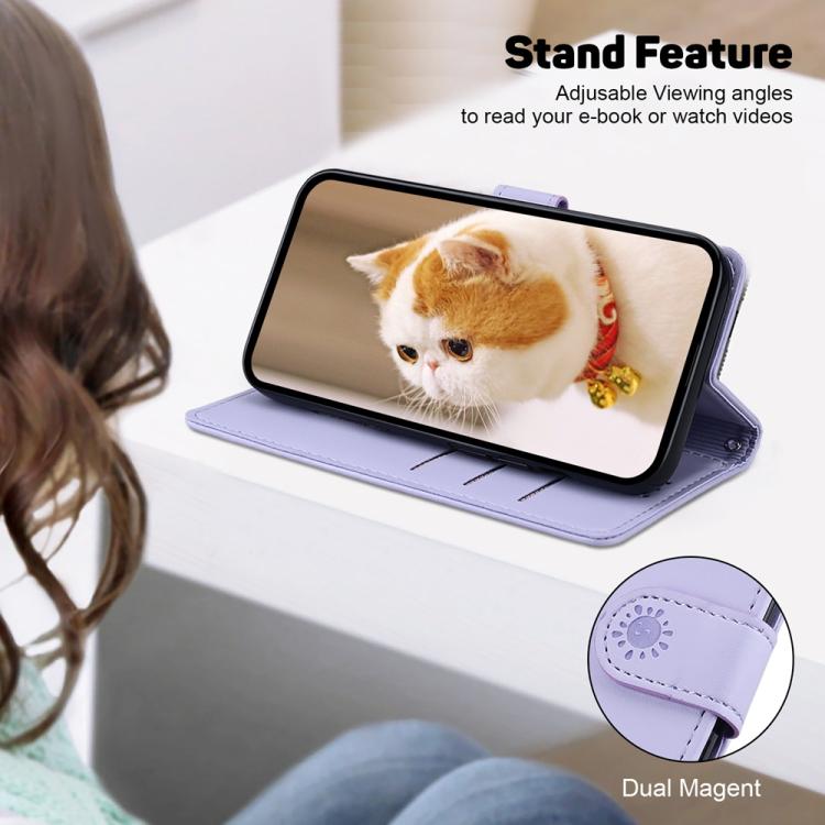 Funda de cuero RFID con diseño de gatos para Redmi A5 4G (171,7 mm) (morado)