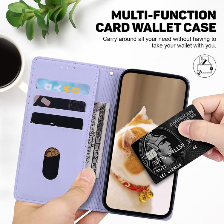 Funda de cuero RFID con diseño de gatos para Redmi A5 4G (171,7 mm) (morado)