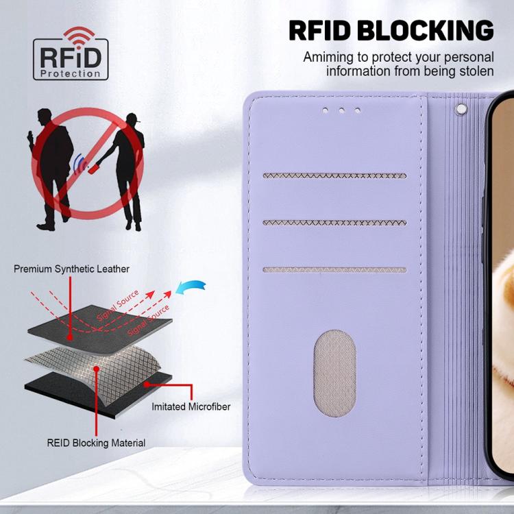 Funda de cuero RFID con diseño de gatos para Redmi A5 4G (171,7 mm) (morado)