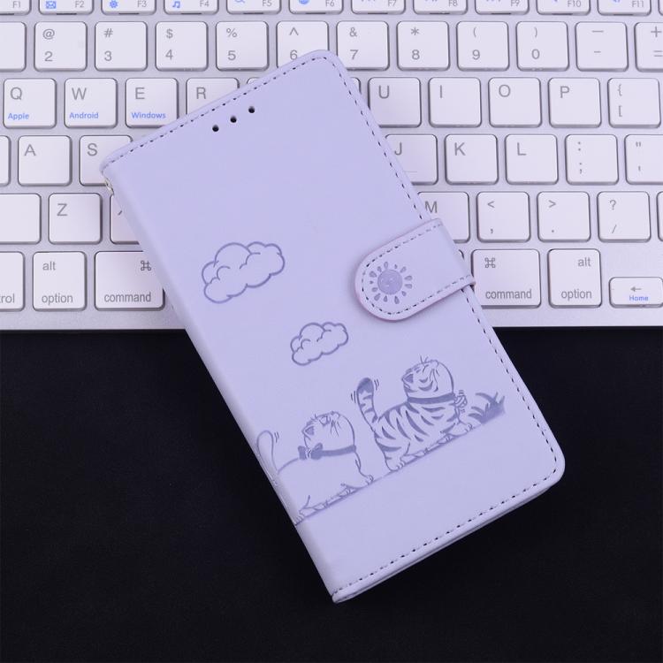 Funda de cuero RFID con diseño de gatos para Redmi A5 4G (171,7 mm) (morado)