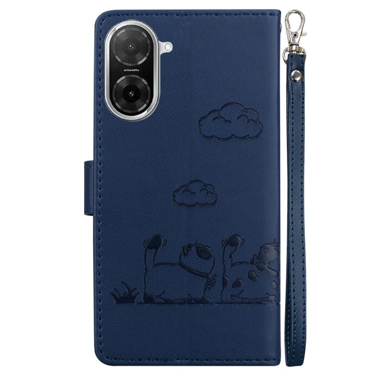 Funda de cuero RFID con diseño de gatos para Redmi A5 4G (171,7 mm) (azul)