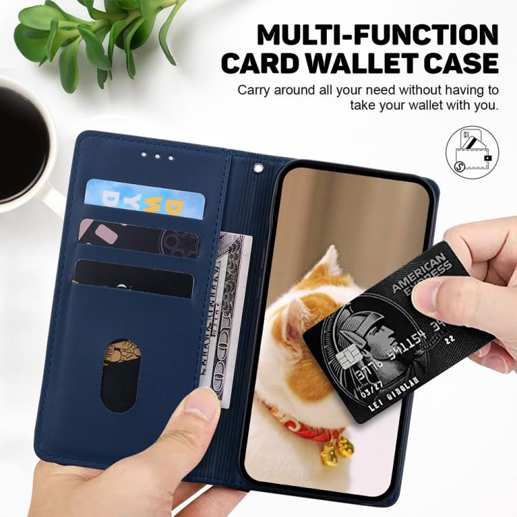 Funda de cuero RFID con diseño de gatos para Redmi A5 4G (171,7 mm) (azul)