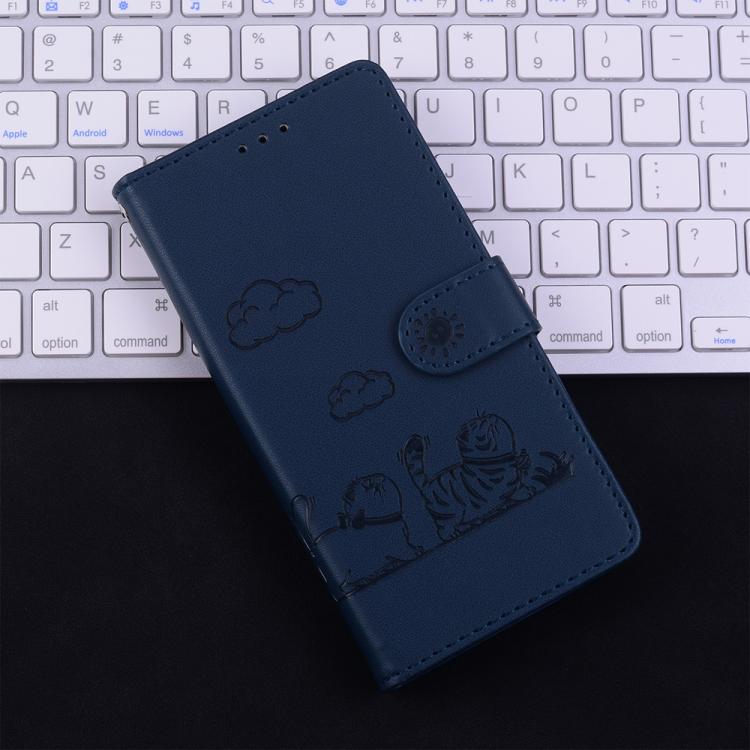 Funda de cuero RFID con diseño de gatos para Redmi A5 4G (171,7 mm) (azul)