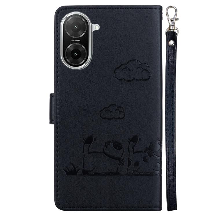 Funda de cuero RFID con diseño de gatos para Redmi A5 4G (171,7 mm) (negro)